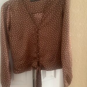Abercrombie & Fitch Brown Polka Dot Blouse